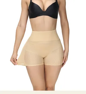 Detail of breathable mesh fabric on high-waist tummy control padded shapewear