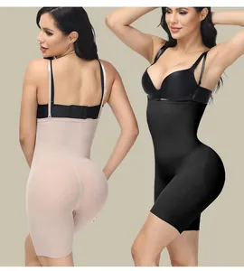 Detailed view of high waist seamless shapewear showing front and back body sculpting effects