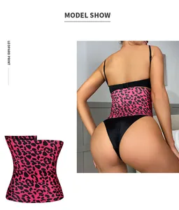 Detailed view of pink leopard print sweat waist trainer for women's fitness slimming