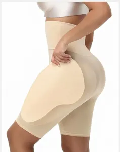 Detail view showing high waist tummy control shapewear with removable hip sponge pads for women