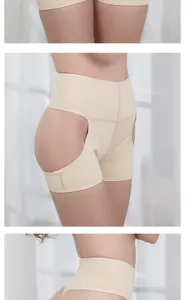 Seamless high-waisted tummy control shaper with open butt lift design in nude color