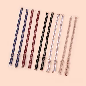 Detail showing multiple colors of 1.2cm letter jacquard elastic bra shoulder straps