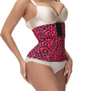 Women Leopard Print Bandage Wrap Shapewear Strong Control Sweat Belt Fitness Body Shaper Polyester Waist Trimmer