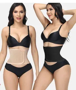 Detail showing breathable mesh waist trainer belts in beige and black for body shaping