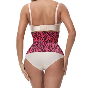 High-compression leopard print waist trainer sweat belt for fitness and shaping