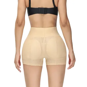 Breathable mesh high-waisted butt-lifting shapewear shorts with padded inserts for women