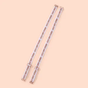 Detail view of 1.2cm elastic bra straps with glittery rose gold JUST MY OWN jacquard