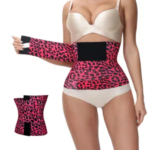 Adjustable pink leopard print waist trainer belt for women slimming and workout shaping