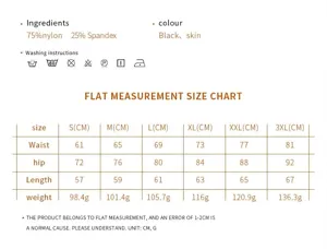 Comprehensive size chart and fabric details for lace V-neck body shaper camisole