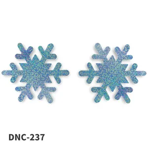 Sexy blau holografisch glitzernde Schneeflocken Nippelcover für Weihnachtsfeier