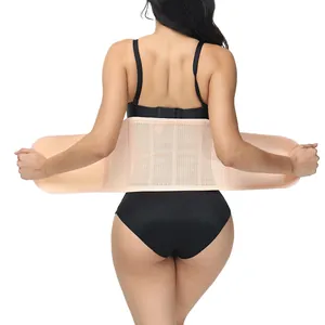 Adjustable breathable beige waist trainer belt for core slimming and fitness back support