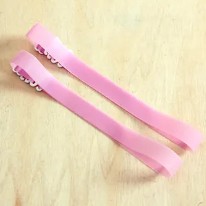 Paire de bretelles de soutien-gorge en silicone rose élastique de 1,5 cm, fini mat