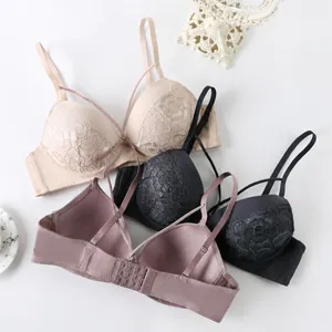 Comfortable push-up lace bra with delicate multi-strap design in various colors