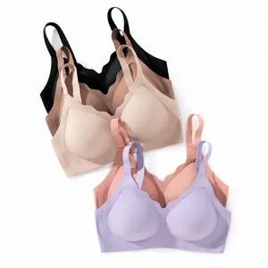 Reggiseno senza cuciture e senza ferretto con supporto morbido e bordi ondulati eleganti