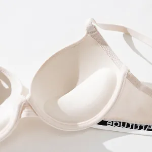 Comfortable push-up bra for teenage girls featuring a stylish letter-printed elastic band