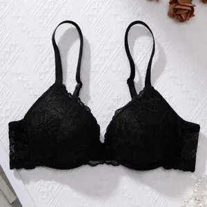 Women's Sexy Floral Lace Push Up Bra Breathable Adjustable Straps Thin Mold Cup Underwired Lingerie For Daily Comfort