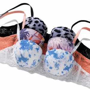 Sexy kanten beugelbeha's met luipaard- en bloemenprint voor comfortabele push-up