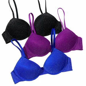 Sexy French style sparkling glitter bras in multiple colors with adjustable thin straps