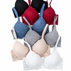 Collection of sexy lace push-up bras with underwire in multiple colors available