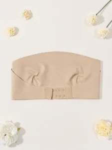 Seamless ice silk strapless tube top bra with back closure in nude color