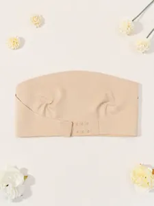 Seamless ice silk strapless tube top bra with back closure in nude color
