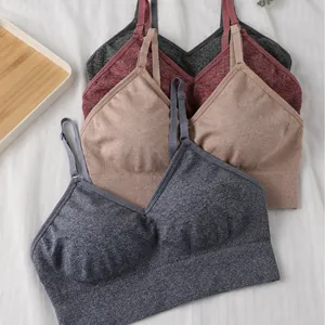 Women Seamless Yoga Sports Bra Heathered Beauty Back Adjustable Straps With Pads Workout Top Breathable Brassiere