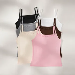 Ensemble de caracos doux avec bordure en dentelle en couleurs unies pour femmes confort