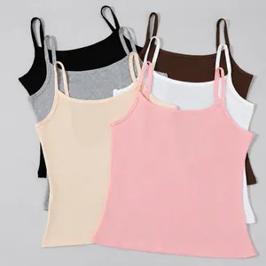 Set of pure cotton spaghetti strap camisoles in various colors for casual base layering