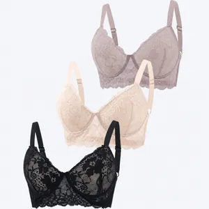 Soutiens-gorge push-up en dentelle florale sexy de plusieurs couleurs avec bretelles
