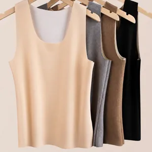 Damen Nahtlose Thermoweste Fleece Gefüttert Warm Tank Top Slim Fit Ärmellos Base Layer Pullover Unterhemd Top Für Winter