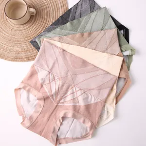 High-waist seamless tummy control shaping panties for women in five assorted colors