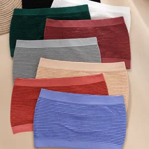 Seamless ribbed bandeau tube tops in multiple colors for versatile summer wear
