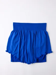 High-waisted blue fake two-piece yoga skirt for running, fitness and workout sessions