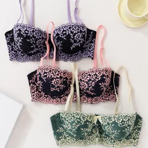 Women Sexy Floral Lace Bra Underwired Push Up Lingerie Top Comfortable Breathable Bralette For Daily Dating Lingerie Top