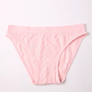 Soft pink textured knit panties with elegant wavy pattern for comfortable daily wear