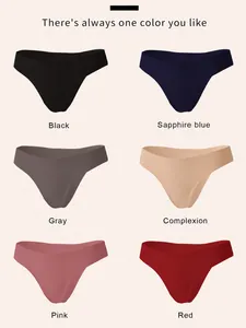 Seamless ice silk thong underwear shown in six classic colors for yoga and fitness