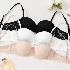 Women Sexy Floral Lace Underwire Bra Push Up Comfortable Supportive Lingerie Adjustable Straps 3/4 Cup Nylon Bralette