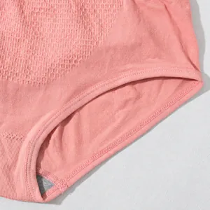 Close-up of pink seamless panties with honeycomb texture detail