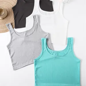 Άνετα ραβδωτά βαμβακερά crop tank tops σουτιέν σε σετ πολλαπλών χρωμάτων