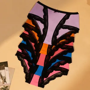 French Style Lace Panties For Women Low Waist Sexy Bow Cotton Knitted Breathable Seamless Lingerie Underwear Bottom