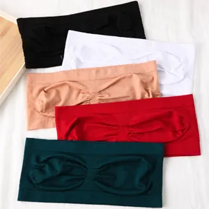 Soutien-Gorge Bandeau Sans Bretelles Pour Femmes Top Tube Sans Couture Plissé Lingerie Sous-Vêtements Extensibles Respirants Sans Fil Pour Un Usage Quotidien