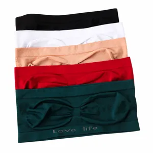 Lot de cinq soutiens-gorge bandeau sans bretelles respirants avec détails de nœuds tricotés