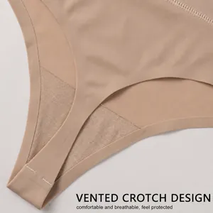 Seamless high waist tummy control thong featuring a breathable vented crotch design