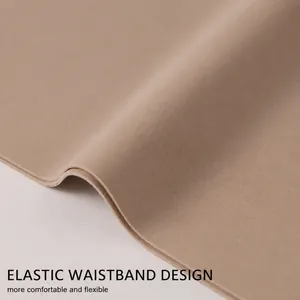 Close-up of nude high-waist tummy control shaper panty with elastic waistband design