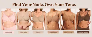 Full coverage underwire unlined bras in six diverse nude tones for all skin colors.