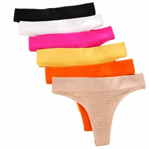 Seamless ribbed thongs set in multiple colors for fitness and yoga activities