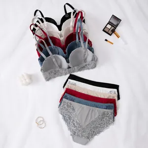 Elegant push up lace bra and panty lingerie set available in multiple colors for women