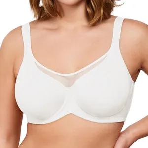 Comfortable white full coverage underwire T-shirt bra designed for plus size support