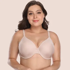 Seamless plus size bra with underwire and smooth thin cups for full coverage support