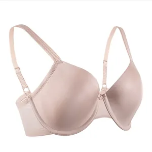 Seamless full coverage plus size minimizer bra with underwire in champagne nude color